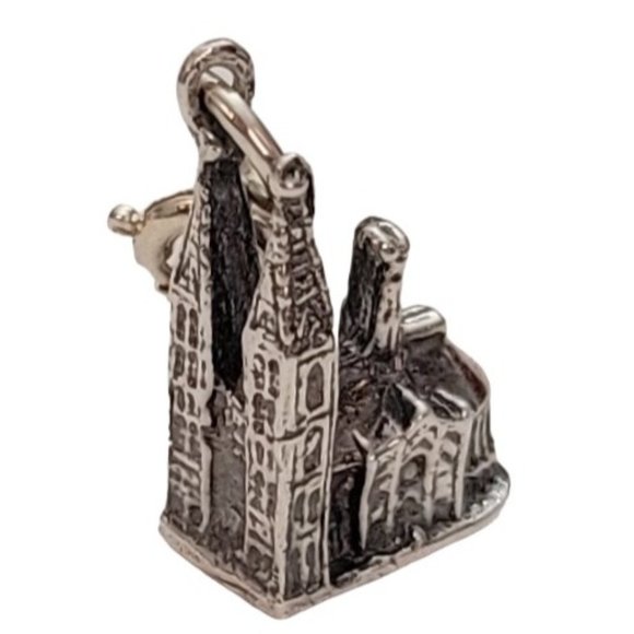 800 Silver Round Spring Clasp Koln Cologne Cathedral Germany Charm E329 - Picture 7 of 12